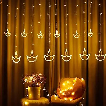 12 Diya 138 Led 8 Mode Controller Curtain String Led Lights for Home Decoration