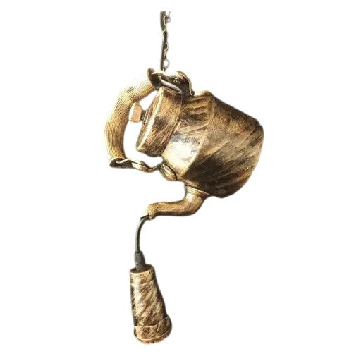 Vintage Teapot Hanging Lamp Rustic Charm with Edison Bulb Glow for Cafes, Homes & Garden Décor