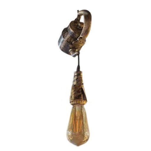 Vintage Teapot Hanging Lamp Rustic Charm with Edison Bulb Glow for Cafes, Homes & Garden Décor