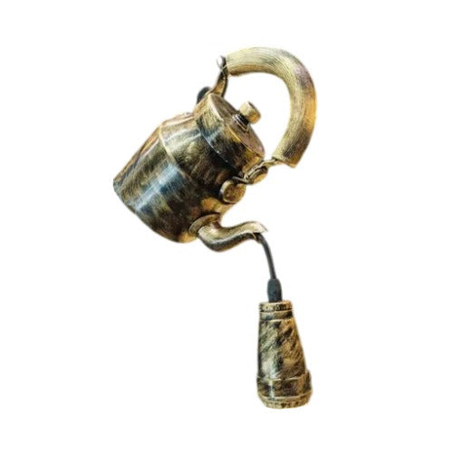 Vintage Teapot Hanging Lamp Rustic Charm with Edison Bulb Glow for Cafes, Homes & Garden Décor