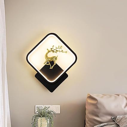 Decorative Square Shaped Wall Sconce Deer Design Lamp for Home Decoration