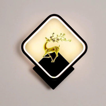 Decorative Square Shaped Wall Sconce Deer Design Lamp for Home Decoration