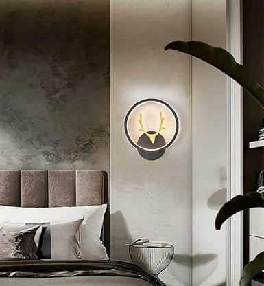 Decorative Round Shape Deer Head Fancy Wall Light for Home Decoration