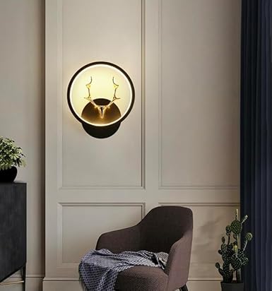 Decorative Round Shape Deer Head Fancy Wall Light for Home Decoration