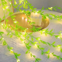 Green Leaf Artificial Leaf Curtain Led String Light,200 LEDs,8 Modes, Remote Control, Adjustable Brightness