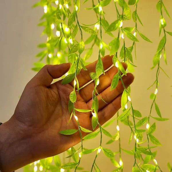 Green Leaf Artificial Leaf Curtain Led String Light,200 LEDs,8 Modes, Remote Control, Adjustable Brightness