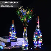 Multicolor LED Wine Bottle Cork Lights – 2M Copper Wire String Lights, Battery Operated for Home, New Year, Indoor & Outdoor Decoration