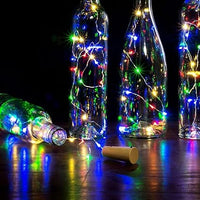 Multicolor LED Wine Bottle Cork Lights – 2M Copper Wire String Lights, Battery Operated for Home, New Year, Indoor & Outdoor Decoration