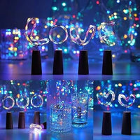Multicolor LED Wine Bottle Cork Lights – 2M Copper Wire String Lights, Battery Operated for Home, New Year, Indoor & Outdoor Decoration