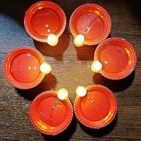 Eco-Friendly Water Sensor LED Diyas – Flameless and Smokeless E-Diya Candles (Brown, Pack of 6)
