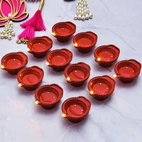 Eco-Friendly Water Sensor LED Diyas – Flameless and Smokeless E-Diya Candles (Brown, Pack of 6)