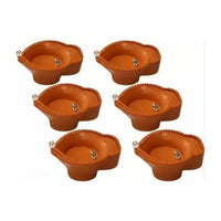 Eco-Friendly Water Sensor LED Diyas – Flameless and Smokeless E-Diya Candles (Brown, Pack of 6)